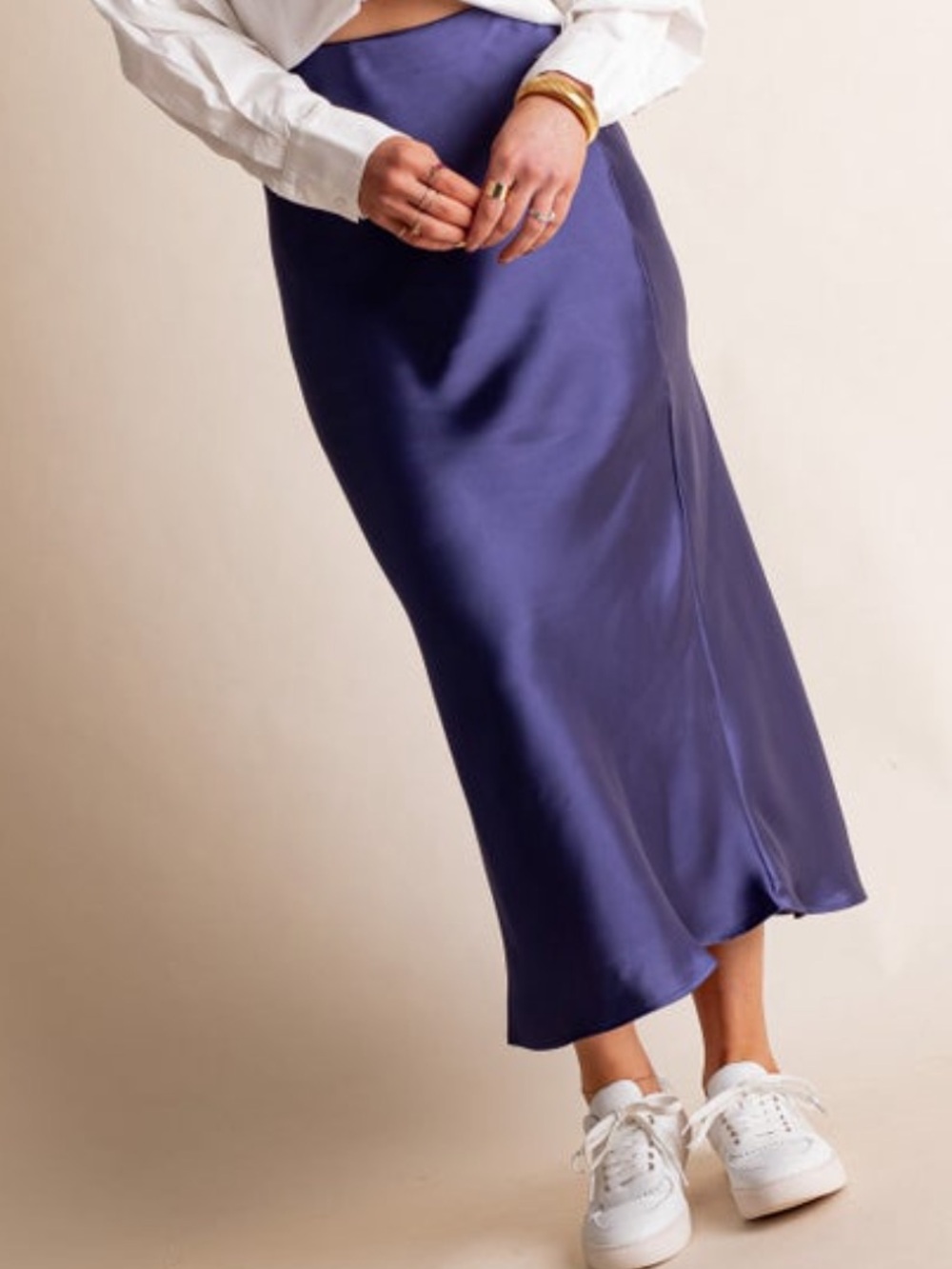 Double Zero Midnight Blue Satin Slip Skirt - Picture 6 of 6